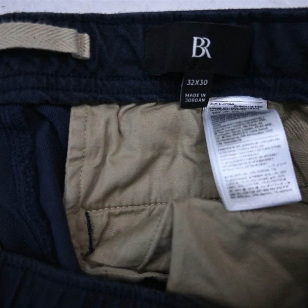 Banana Republic 32x30 Navy Blue Linen 418962 Traveler Tapered Drawstring Pants